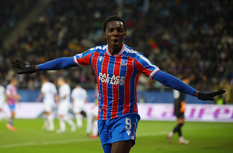 Crystal Palace's Eddie Nketiah celebrating a goal.