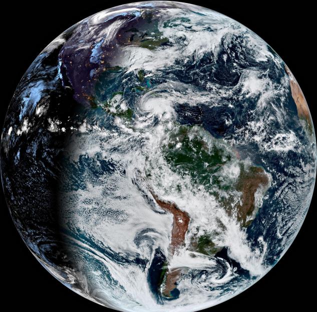 Caribbean Sea, Jamaica. 27th Oct, 2025. The NOAA NESDIS GOES-19 satellite image showing Hurricane Melissa, a category 5 storm approaching the southern coast of Jamaica, October 27, 2025 in the Caribbean Sea. Melissa is packing winds of 175-mph and wi