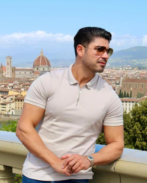 Anton Danyluk in Florence, Italy, with the Duomo in the background.