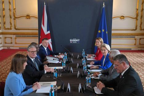 UK Prime Minister Keir Starmer and European Union leaders at a summit.