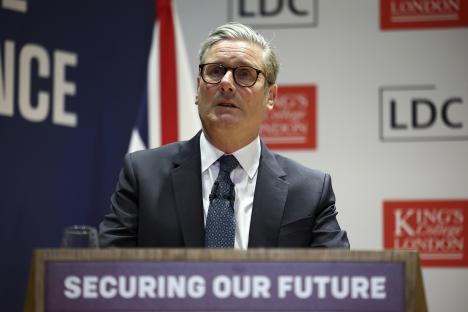 Keir Starmer speaking at the London Defence Conference.