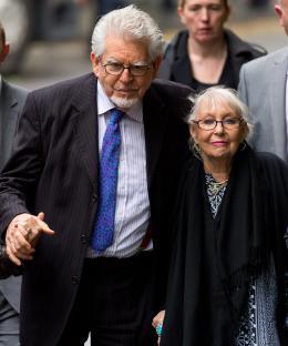 Rolf Harris and his wife arriving at Southwark Crown Court.