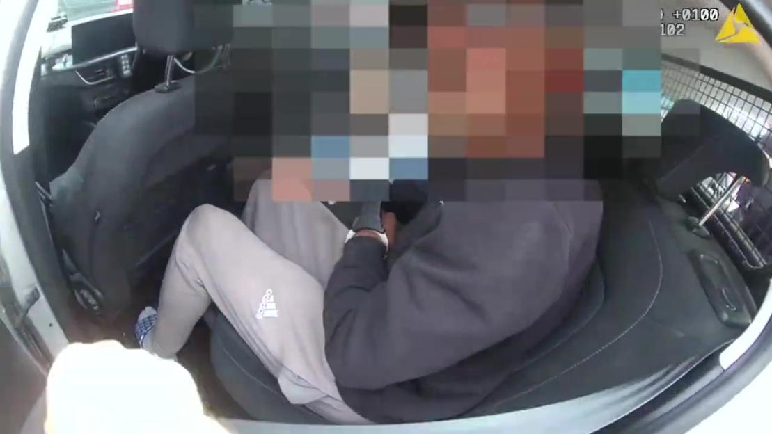 Body-worn footage of an arrest.
