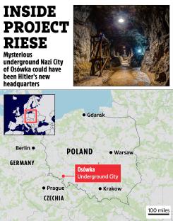Photo and map of OsÃ³wka underground city, a potential Nazi headquarters in Poland.