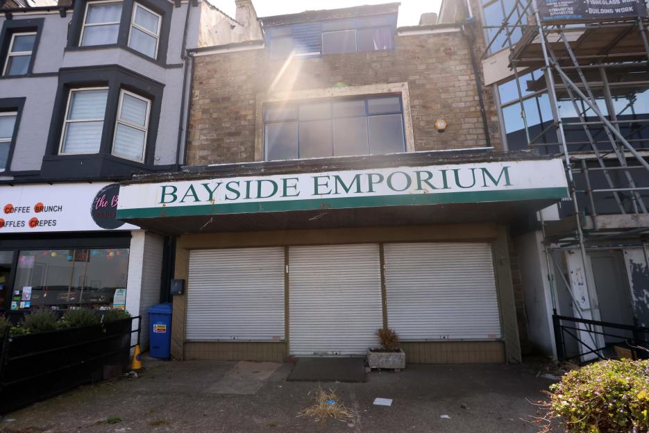 Closed Bayside Emporium shop in Morecambe.