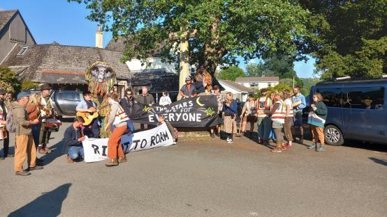 Group of people protesting for wild camping rights in a National Park.