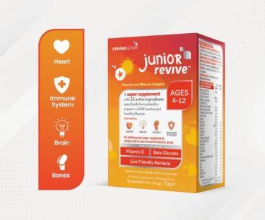 Junior Revive vitamin and mineral supplement box for ages 4-12.