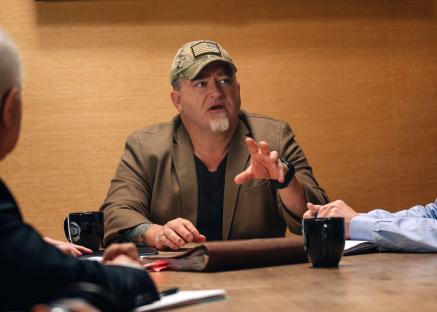 Luis Elizondo, from History Channel's *Inside America's UFO Investigation*, in a meeting.