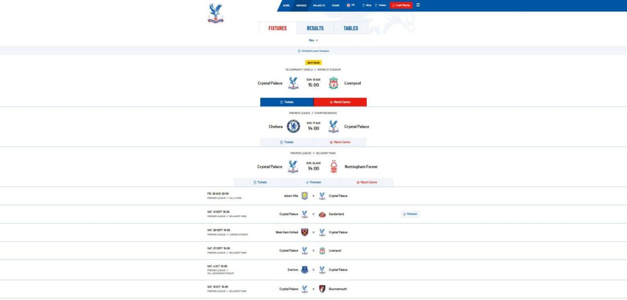 Crystal Palace website
