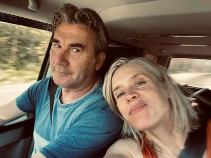 Beth Cordingly and her partner in a car.