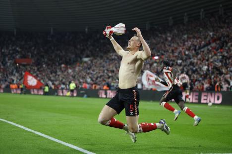 Daniel Ballard of Sunderland celebrates a goal.