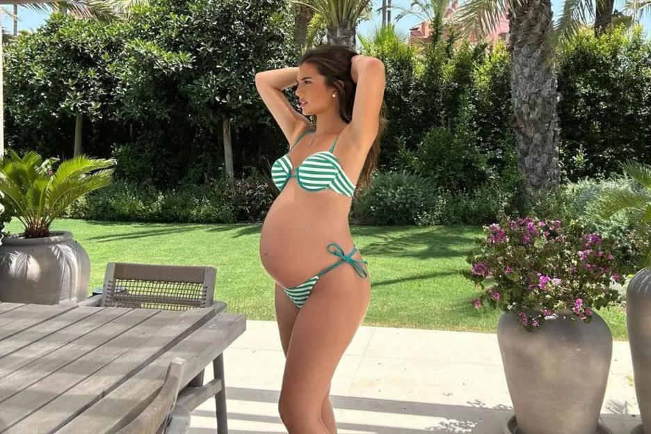 Karren Brady’s daughter Sophia shows off big baby bump in striped bikini ahead second child’s arrival