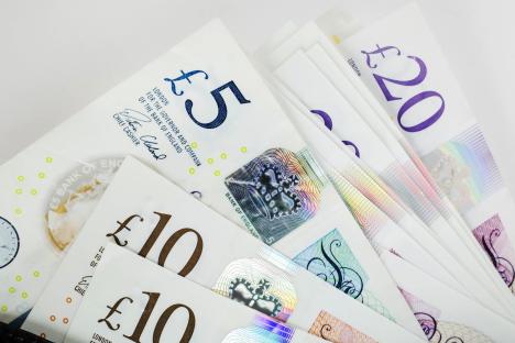 An image collage containing 1 images, Image 1 shows British pound notes in a wallet