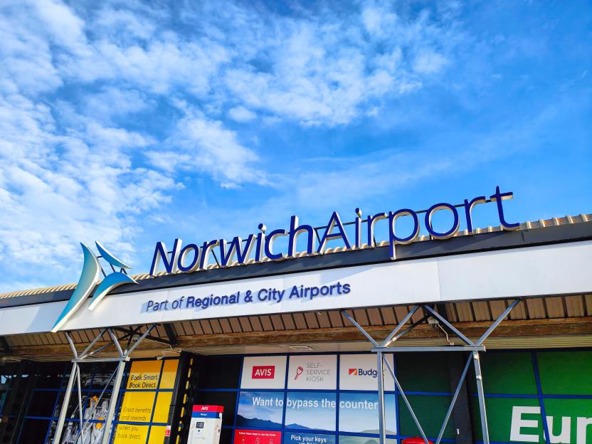 Norwich Airport sign.