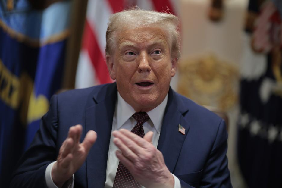 President Donald Trump speaking at a cabinet meeting.