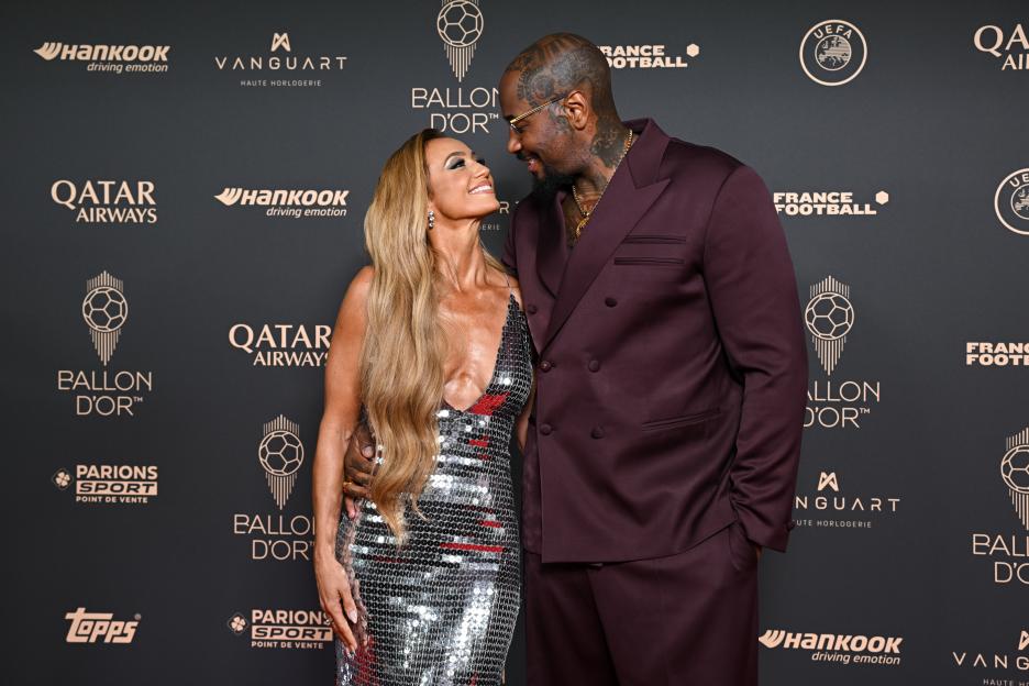 Kate Scott and Malik Scott attend the 69th Ballon D'Or Photocall.