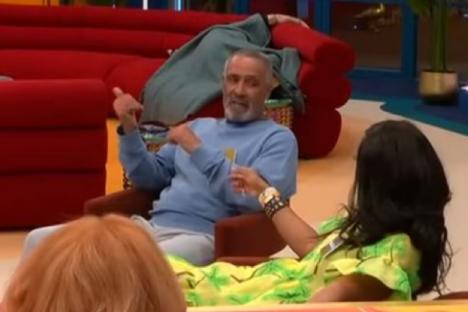 Worrying moment Mickey Rourke, 72, passes out cold on CBB sofas – as oblivious co-stars chat around him