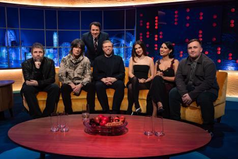Jonathan Ross with guests on his TV show.