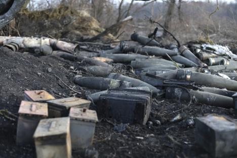 Abandoned Ukrainian ammunition in Russia's Kursk region.