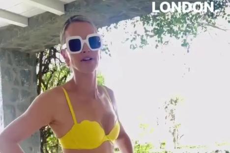 Vogue Williams stuns in as she shows off her tan and jokes yellow bikini ‘makes her look like she’s got boobs’