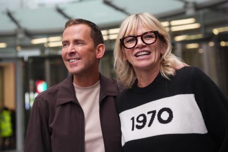 Zoe Ball and Scott Mills leaving Wogan House.