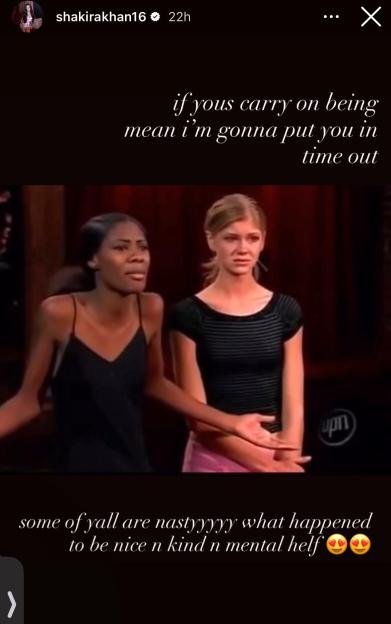 Two women, one Black and one white, appearing distressed, with text "Shakira Khan hits back at fans as they troll Lauren".