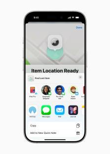 iPhone screen showing options to find a lost item using AirDrop, Messages, Mail, or Journal.