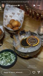 Olivia Attwood's birthday caviar and appetizers.