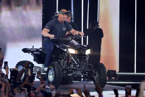 LAS VEGAS, NEVADA - APRIL 20: Stone Cold Steve Austin rides and ATV to the ring during WrestleMania 41 at Allegiant Stadium on April 20, 2025 in Las Vegas, Nevada. (Photo by Ethan Miller/Getty Images)