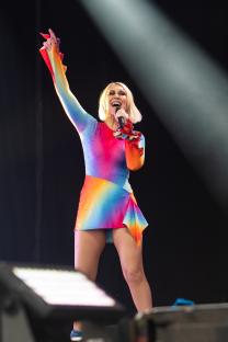Jo O'Meara of S Club performing on stage.