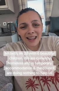 A woman describes her homelessness and lack of council support while caring for six children.