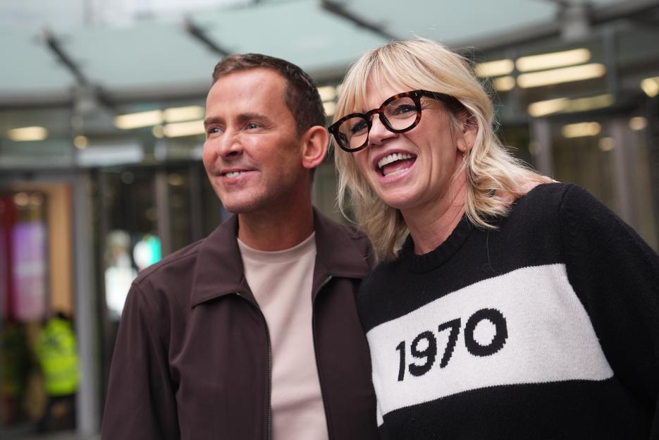 Zoe Ball and Scott Mills leaving Wogan House.