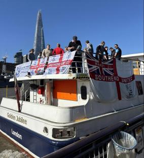 Southend United fans on a boat party.