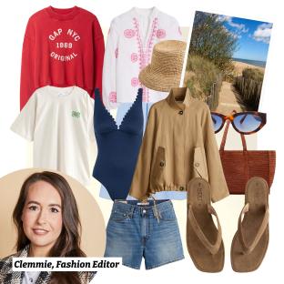 Collage of Clemmie, Fashion Editor's summer outfit choices.