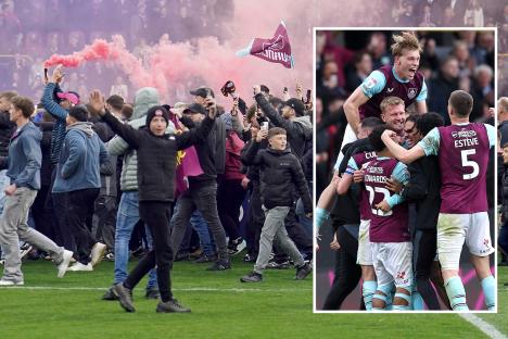 Burnley pitch invasion marred by unsavoury scenes as Sheffield United star Hamza Choudhury is held back by security