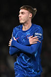 Cole Palmer of Chelsea celebrates scoring.