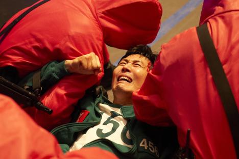 Lee Jung-jae as Seong Gi-hun, injured and distressed, in Squid Game season 3.
