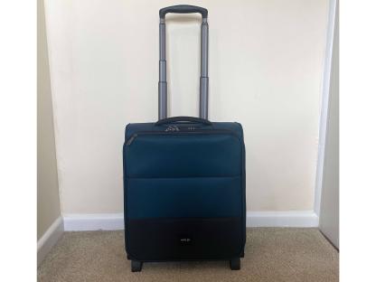 Teal and black Antler underseat cabin suitcase.