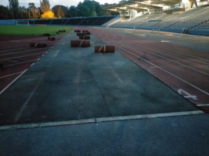 Track repair at Crystal Palace National Sports Centre.