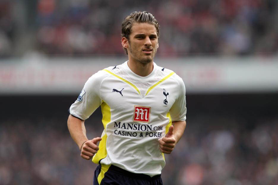 David Bentley, Tottenham Hotspur player, on the field during a Barclays Premier League match.