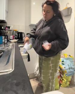A woman pours laundry detergent into a washing machine drawer while text overlay reads,