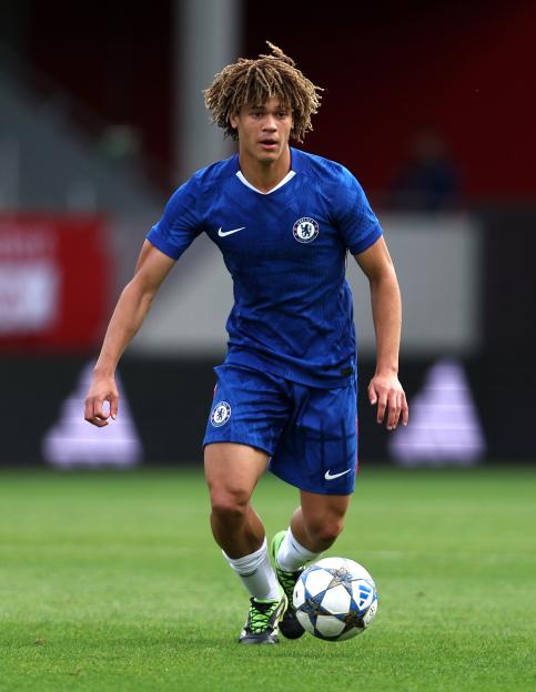 Landon Emenalo of Chelsea dribbling the ball during a UEFA Youth League match.