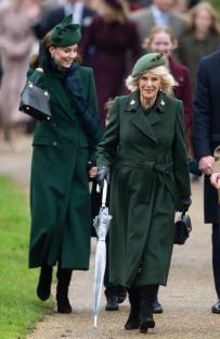 Queen Camilla and Catherine, Princess of Wales, at a Christmas service.
