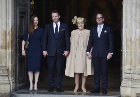 Sir Terry Wogan's family at his service: daughter Katherine, son Alan, his widow Helen, and their son Mark.