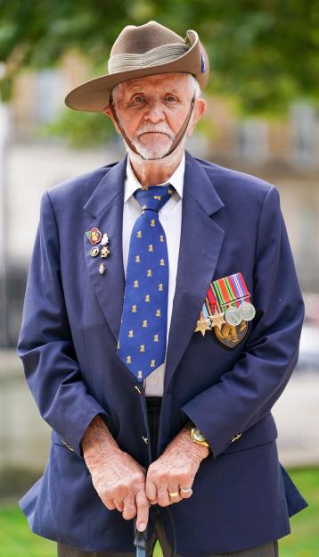 Veteran in uniform at the Chindits memorial.