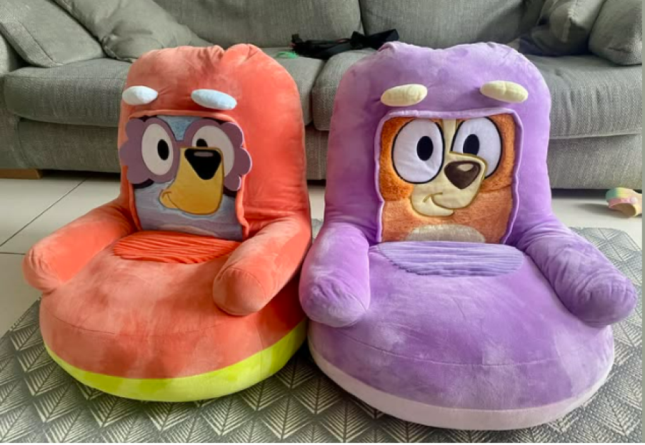 Two Bluey-themed children's chairs.