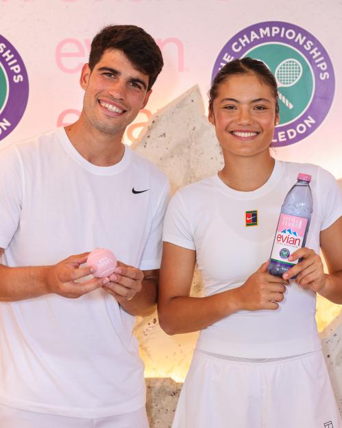 Carlos Alcaraz and Emma Raducanu at a Wimbledon event.