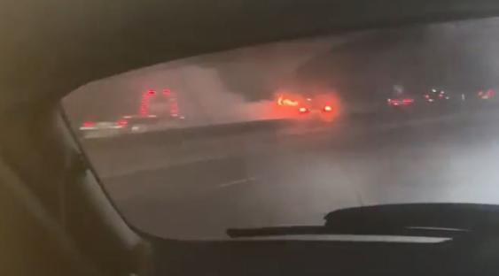 Car fire on a motorway.