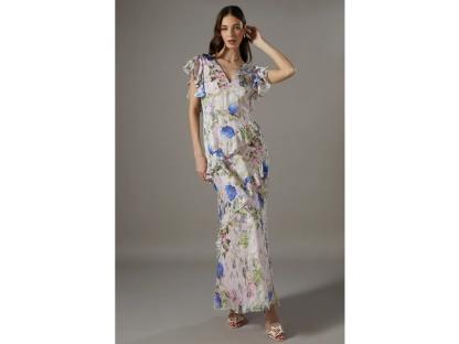 Floral maxi dress with frills.