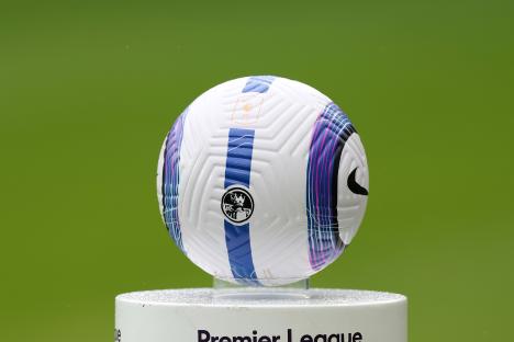 Premier League match ball on display.